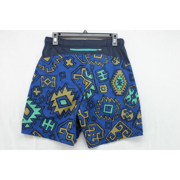 Without Walls Swim Trunks Mens Medium Blue Lined Tribal Geometric Lined Hybrid - Picture 2 of 9
